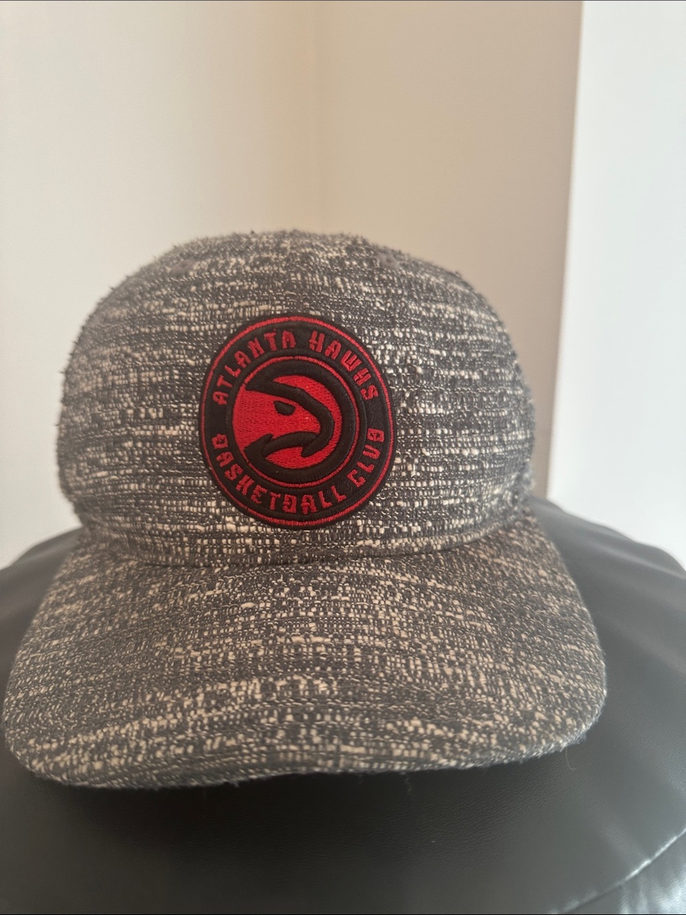 Authentic Mitchell & Ness Atlanta Hawks Adjustable Snapback Cap Grey Red & Black